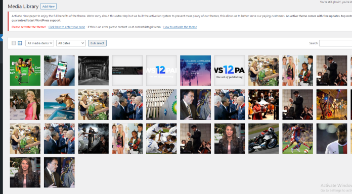 Cara menghapus banyak foto library di WordPress